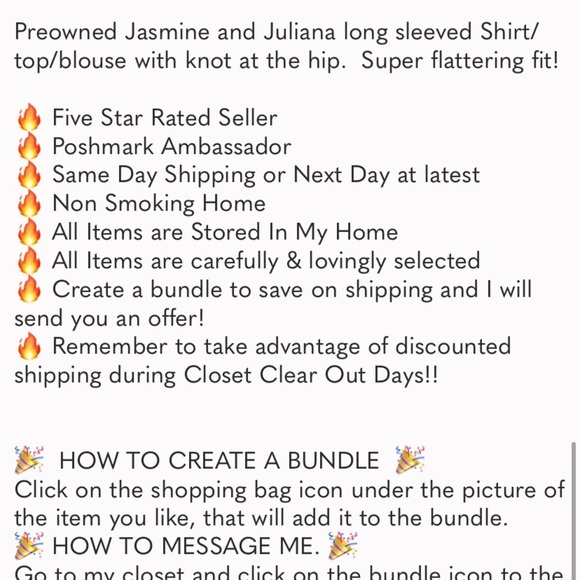 Jasmine and Juliana long sleeved Shirt/top/blouse with knot at the hip - Picture 7 of 7